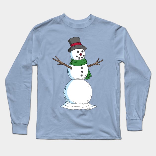 Snowman Long Sleeve T-Shirt by AzureLionProductions